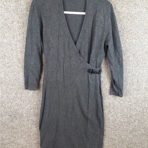 Calvin Klein Charcoal Gray Wrap Midi Dress
